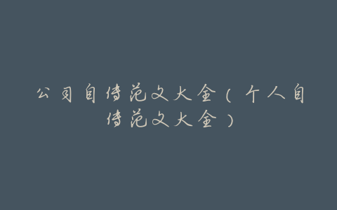公司自传范文大全(个人自传范文大全)