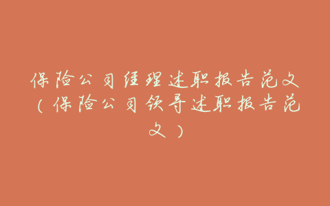 保险公司经理述职报告范文(保险公司领导述职报告范文)