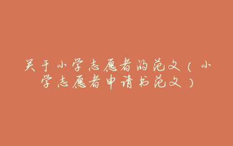 关于小学志愿者的范文(小学志愿者申请书范文)