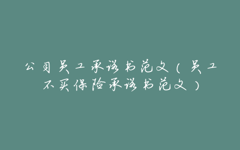 公司员工承诺书范文(员工不买保险承诺书范文)
