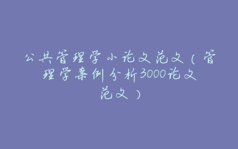 公共管理学小论文范文(管理学案例分析3000论文范文)