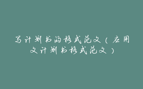 写计划书的格式范文(应用文计划书格式范文)