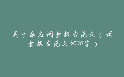 关于杂志调查报告范文（调查报告范文3000字）