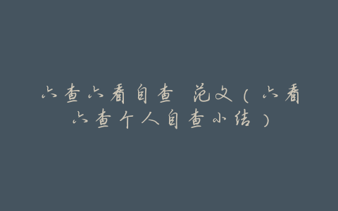 六查六看自查 范文(六看六查个人自查小结)
