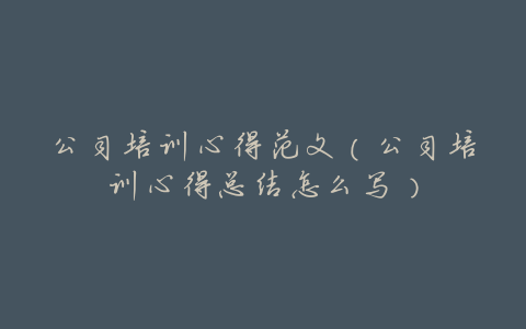 公司培训心得范文(公司培训心得总结怎么写)