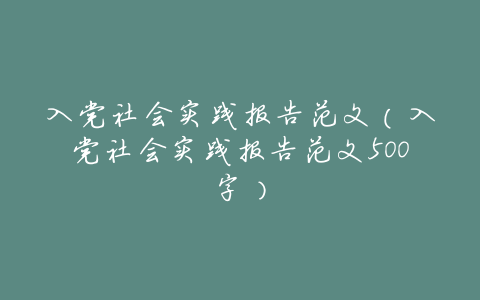 入党社会实践报告范文(入党社会实践报告范文500字)