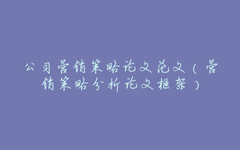 公司营销策略论文范文(营销策略分析论文框架)