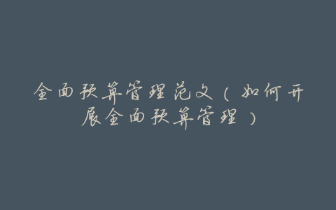 全面预算管理范文(如何开展全面预算管理)