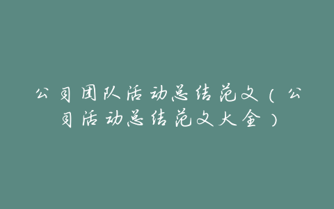 公司团队活动总结范文(公司活动总结范文大全)