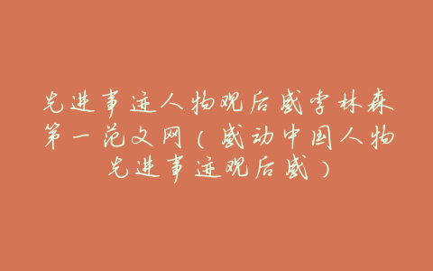 先进事迹人物观后感李林森第一范文网（感动中国人物先进事迹观后感）
