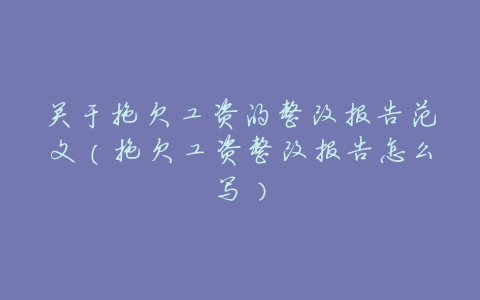 关于拖欠工资的整改报告范文(拖欠工资整改报告怎么写)