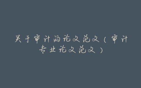 关于审计的论文范文(审计专业论文范文)