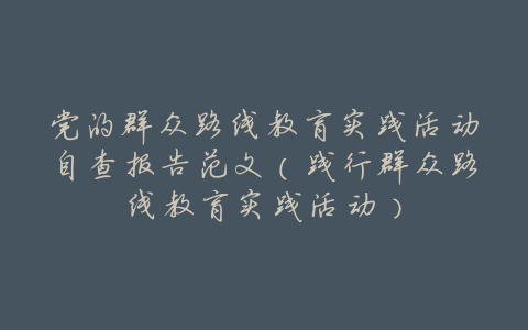 党的群众路线教育实践活动自查报告范文(践行群众路线教育实践活动)