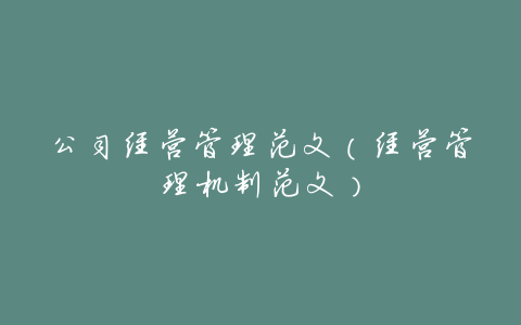 公司经营管理范文(经营管理机制范文)