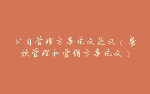 公司管理方案论文范文(餐饮管理和营销方案论文)