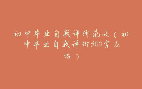 初中毕业自我评价范文(初中毕业自我评价300字左右)