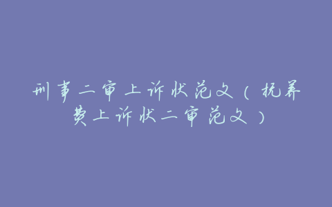 刑事二审上诉状范文(抚养费上诉状二审范文)