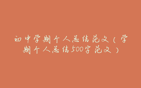 初中学期个人总结范文(学期个人总结500字范文)
