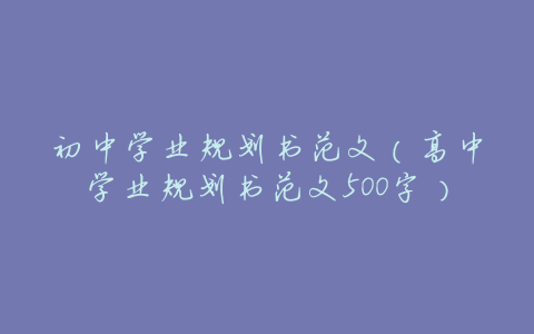 初中学业规划书范文(高中学业规划书范文500字)