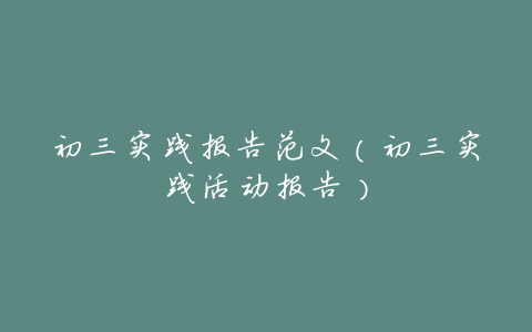初三实践报告范文(初三实践活动报告)