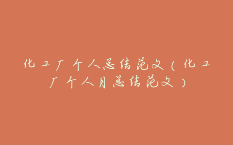 化工厂个人总结范文（化工厂个人月总结范文）