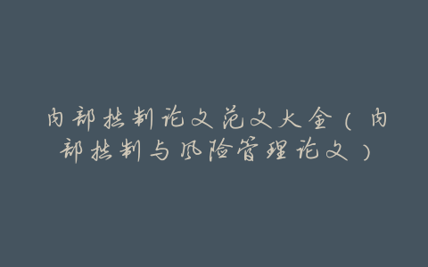 内部控制论文范文大全(内部控制与风险管理论文)