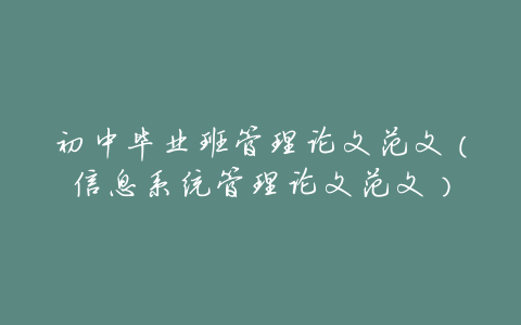 初中毕业班管理论文范文(信息系统管理论文范文)