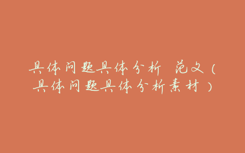 具体问题具体分析 范文(具体问题具体分析素材)