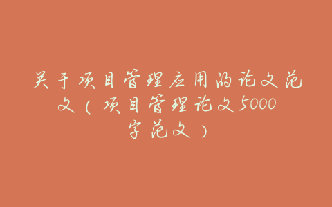 关于项目管理应用的论文范文(项目管理论文5000字范文)