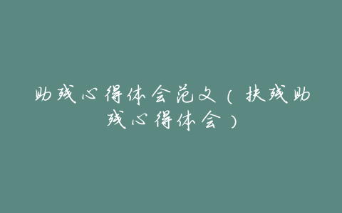 助残心得体会范文(扶残助残心得体会)
