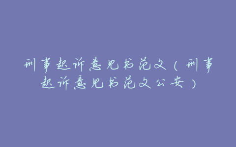 刑事起诉意见书范文(刑事起诉意见书范文公安)