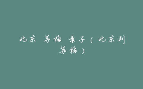 北京 苏梅 亲子(北京到苏梅)