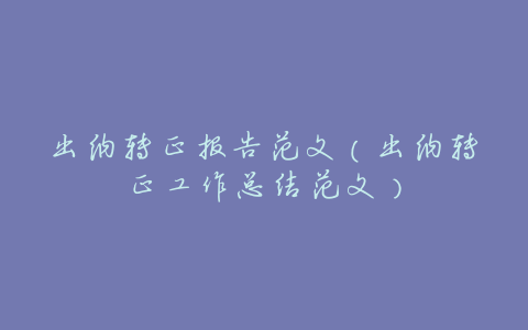 出纳转正报告范文(出纳转正工作总结范文)