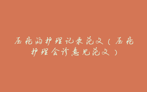 压疮的护理记录范文(压疮护理会诊意见范文)