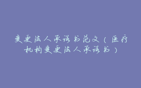 变更法人承诺书范文(医疗机构变更法人承诺书)