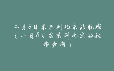 二月8日东京到北京的航班(二月8日东京到北京的航班查询)