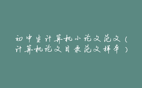 初中生计算机小论文范文(计算机论文目录范文样本)