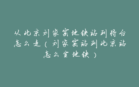 从北京刘家窑地铁站到将台怎么走(刘家窑站到北京站怎么坐地铁)