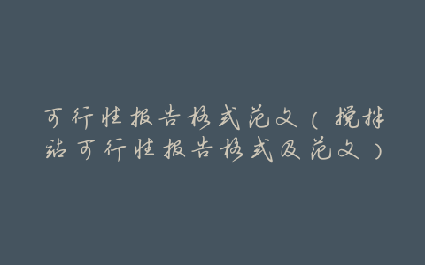 可行性报告格式范文(搅拌站可行性报告格式及范文)