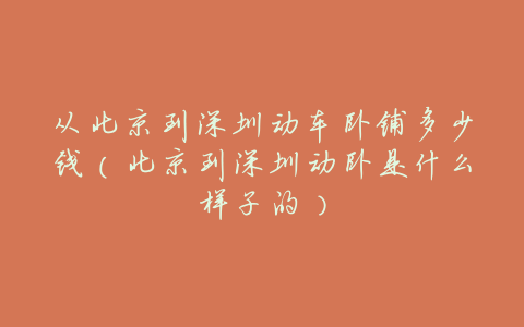 从北京到深圳动车卧铺多少钱(北京到深圳动卧是什么样子的)