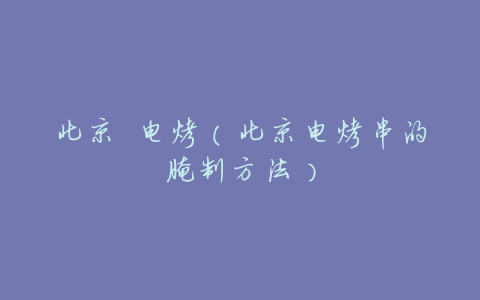 北京 电烤(北京电烤串的腌制方法)