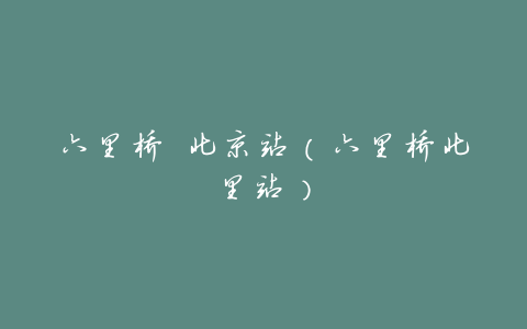 六里桥 北京站(六里桥北里站)