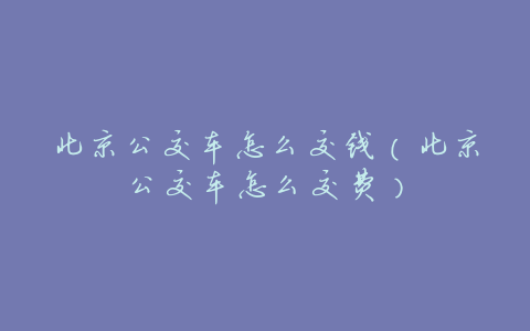 北京公交车怎么交钱(北京公交车怎么交费)