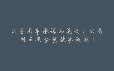公务用车承诺书范文(公务用车安全驾驶承诺书)