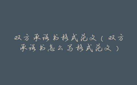 双方承诺书格式范文(双方承诺书怎么写格式范文)