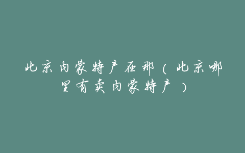 北京内蒙特产在那(北京哪里有卖内蒙特产)