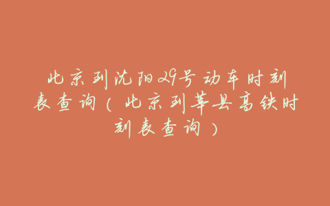 北京到沈阳29号动车时刻表查询(北京到莘县高铁时刻表查询)