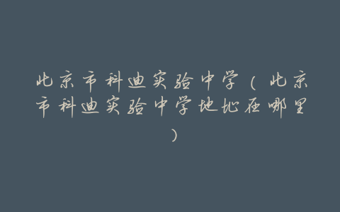 北京市科迪实验中学(北京市科迪实验中学地址在哪里)