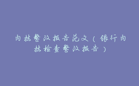 内控整改报告范文(银行内控检查整改报告)