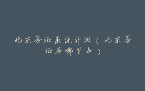 北京签证系统升级(北京签证在哪里办)
